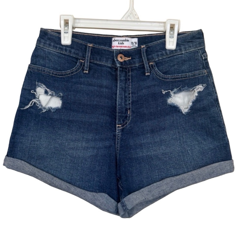 Abercrombie Kids Distressed Blue Denim Shorts